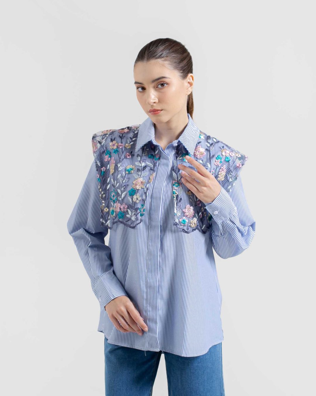 Tanya Lace Striped Shirt
